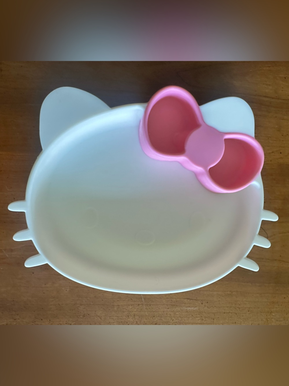 Bumkins Hello Kitty Style White Silicone Plate with Pink Bow Dish